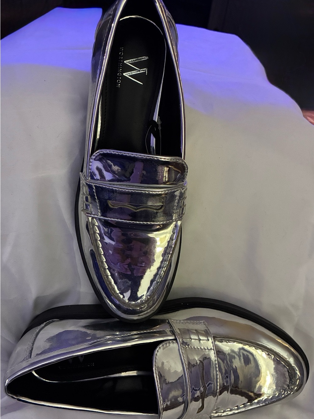 Worthington Metallic Silver Women's Penny Loafers Size 8 - New w/out box